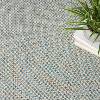 6' Blue Square Geometric Power Loom Area Rug