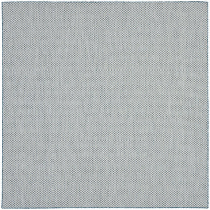 6' Blue Square Geometric Power Loom Area Rug
