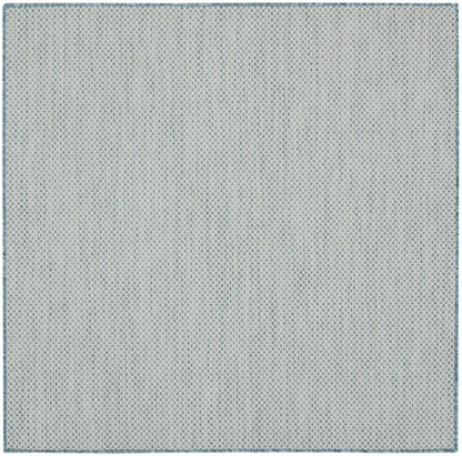 6' Blue Square Geometric Power Loom Area Rug