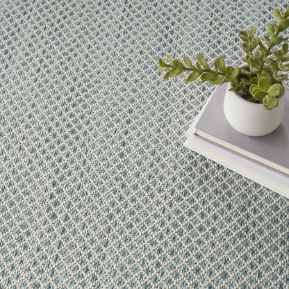 6' Blue Square Geometric Power Loom Area Rug