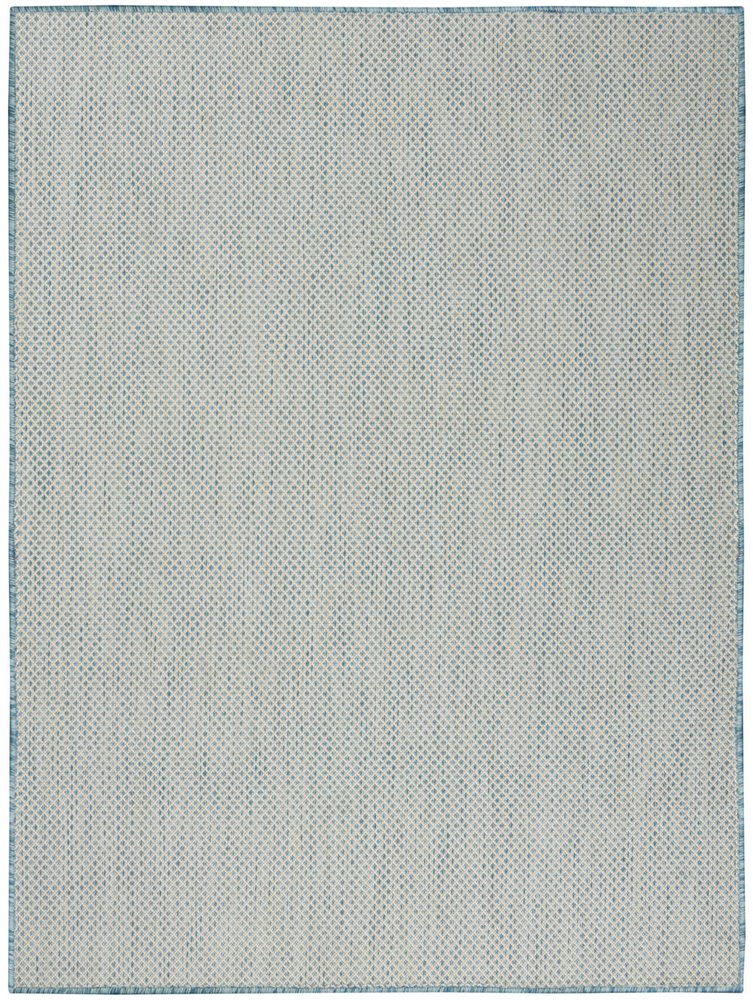 4' X 6' Aqua Geometric Power Loom Area Rug