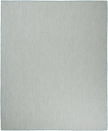 7' X 10' Aqua And Ivory Indoor Outdoor Area Rug