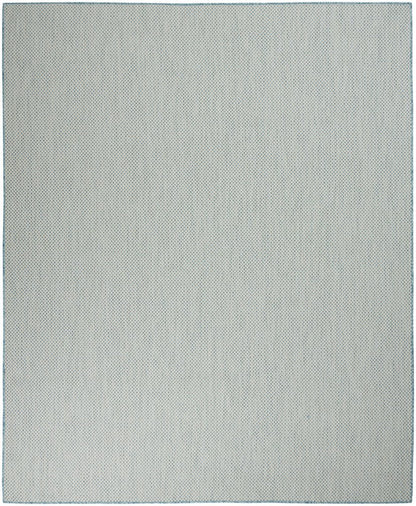 7' X 10' Aqua And Ivory Indoor Outdoor Area Rug