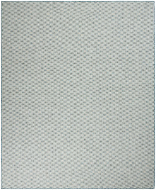 7' X 10' Aqua And Ivory Indoor Outdoor Area Rug