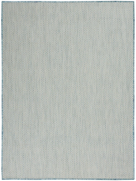 5' X 7' Aqua Geometric Power Loom Area Rug