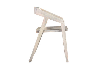 White Solid Wood Open Back Dining Arm Chair