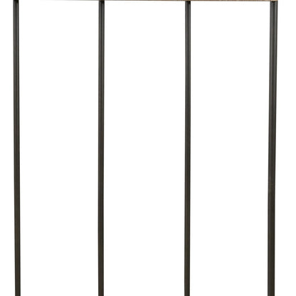 71" Black And Brown Metal And Solid Wood Four Hooks Freestanding Coat Rack