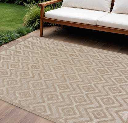 8' X 10' Cream Indoor Outdoor Area Rug
