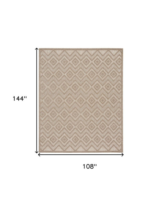 9' X 12' Beige Indoor Outdoor Area Rug
