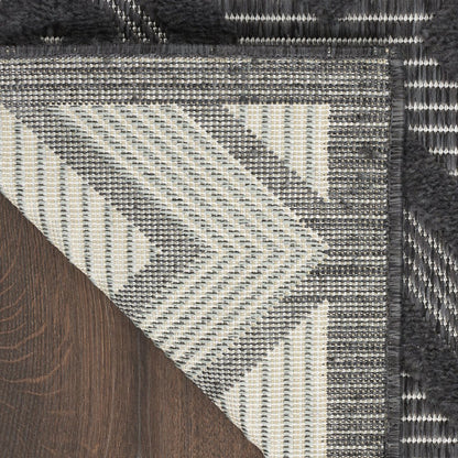 9' X 12' Charcoal And Gray Indoor Outdoor Area Rug