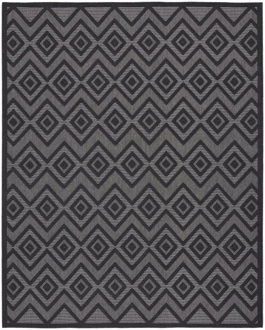 9' X 12' Charcoal And Gray Indoor Outdoor Area Rug