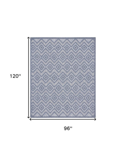 8' X 10' Blue Indoor Outdoor Area Rug