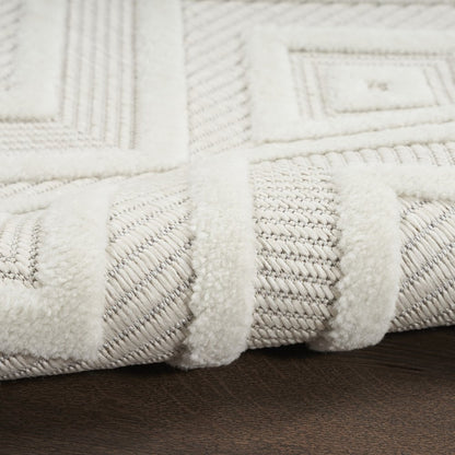 9' X 12' Ivory And White Indoor Outdoor Area Rug