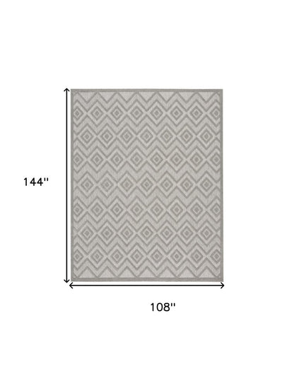 9' X 12' Gray And Silver Indoor Outdoor Area Rug