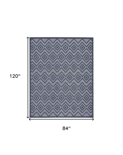8' X 10' Navy Blue Indoor Outdoor Area Rug