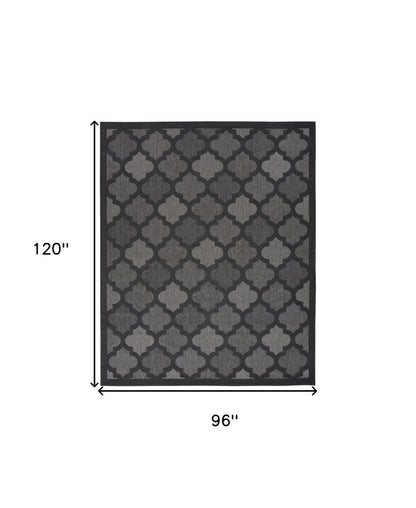 8' X 10' Black Indoor Outdoor Area Rug