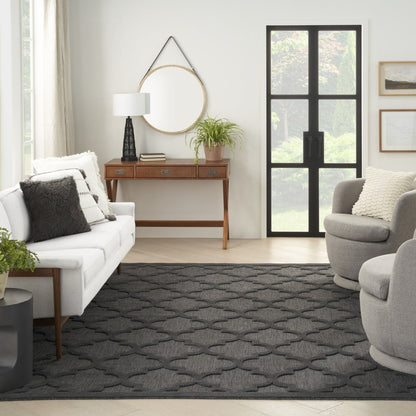 8' X 10' Black Indoor Outdoor Area Rug