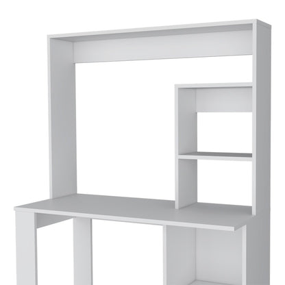 39" White Wood Computer Desk With Hutch