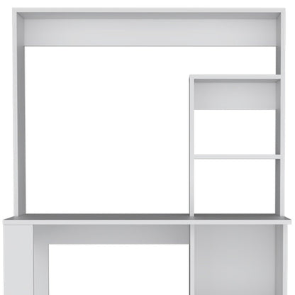 39" White Wood Computer Desk With Hutch