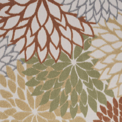 5' X 7' Ivory Green And Blue Indoor Outdoor Area Rug