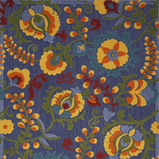 6' X 9' Blue Yellow And Green Indoor Outdoor Area Rug