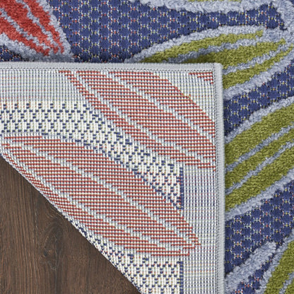 6' X 9' Orange Green And Blue Indoor Outdoor Area Rug