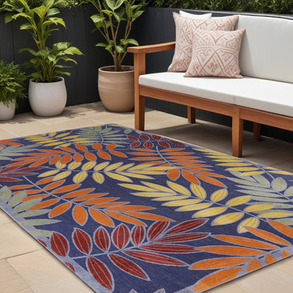6' X 9' Orange Green And Blue Indoor Outdoor Area Rug