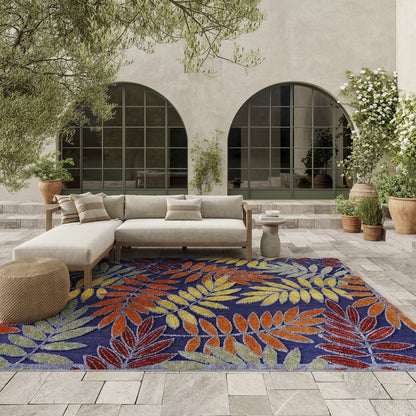 6' X 9' Orange Green And Blue Indoor Outdoor Area Rug
