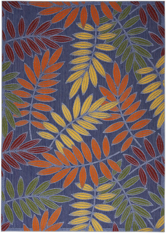 5' X 7' Orange Green And Blue Indoor Outdoor Area Rug