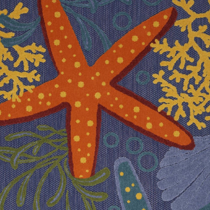 4' X 6' Blue Starfish Indoor Outdoor Area Rug