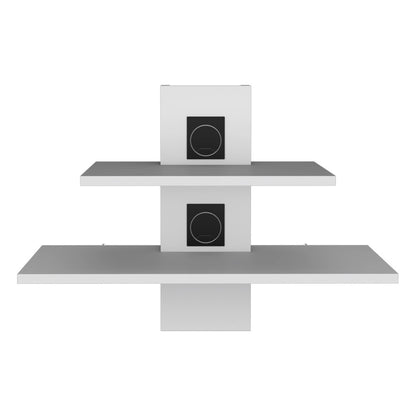 24" White Wood Wall Mounted Tiered Shelf