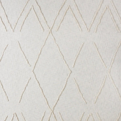 Ivory Geometric Twin Cotton Coverlet With Fringe