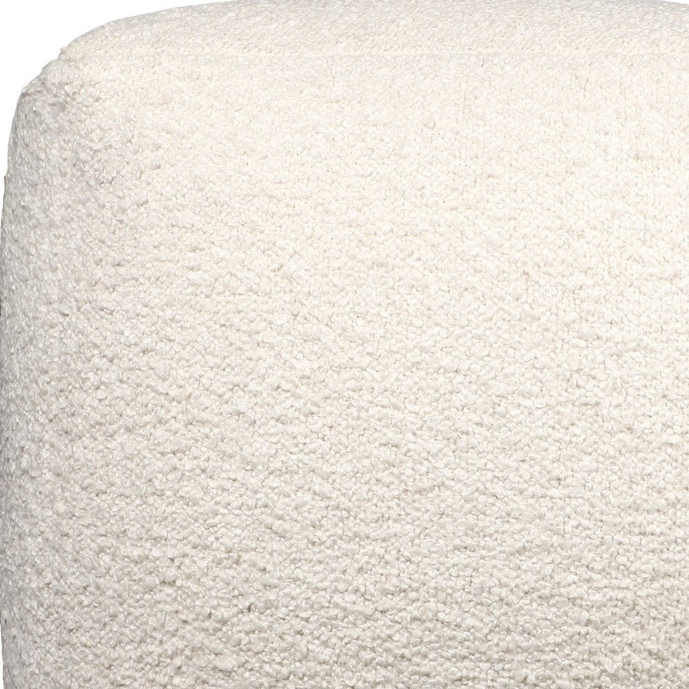 18" Ivory Polyester Cube Outdoor Pouf Ottoman