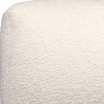18" Ivory Polyester Cube Outdoor Pouf Ottoman