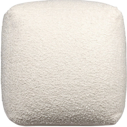 18" Ivory Polyester Cube Outdoor Pouf Ottoman
