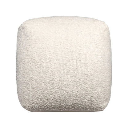 18" Ivory Polyester Cube Outdoor Pouf Ottoman