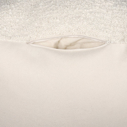 18" Ivory Polyester Cube Outdoor Pouf Ottoman