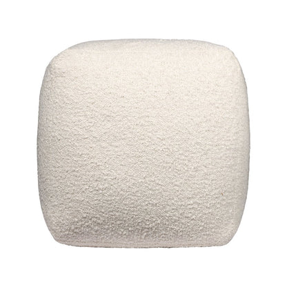 18" Ivory Polyester Cube Outdoor Pouf Ottoman