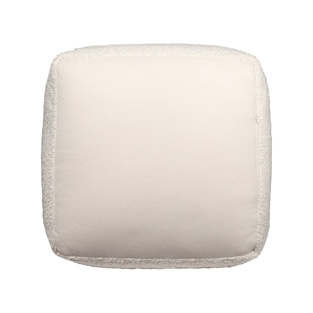 18" Ivory Polyester Cube Outdoor Pouf Ottoman