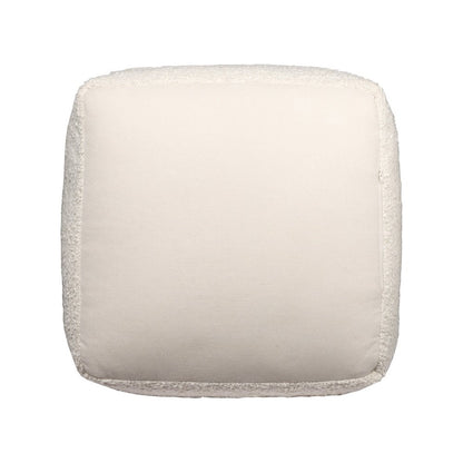 18" Ivory Polyester Cube Outdoor Pouf Ottoman