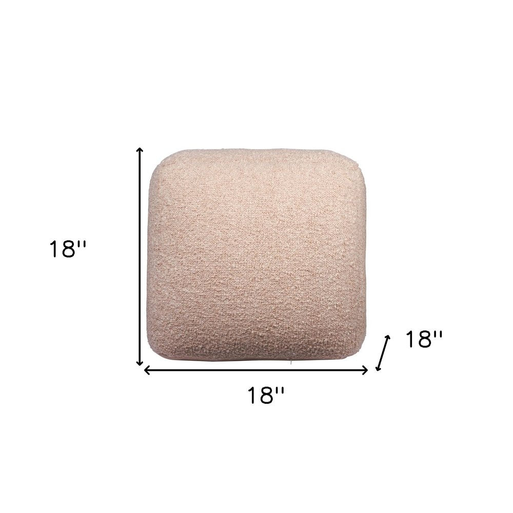 18" Ivory Polyester Cube Outdoor Pouf Ottoman