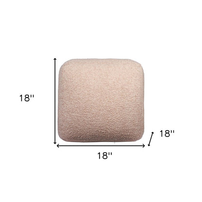 18" Ivory Polyester Cube Outdoor Pouf Ottoman