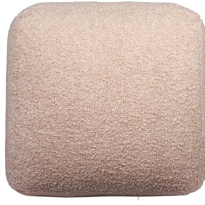18" Ivory Polyester Cube Outdoor Pouf Ottoman