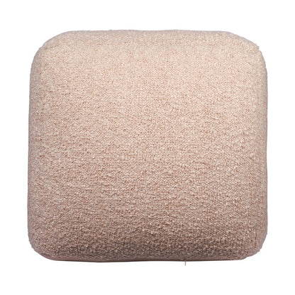 18" Ivory Polyester Cube Outdoor Pouf Ottoman