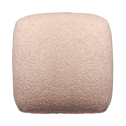 18" Ivory Polyester Cube Outdoor Pouf Ottoman