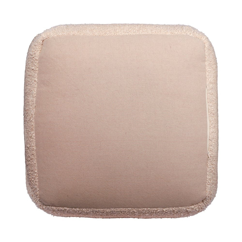 18" Ivory Polyester Cube Outdoor Pouf Ottoman