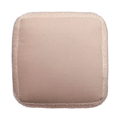 18" Ivory Polyester Cube Outdoor Pouf Ottoman