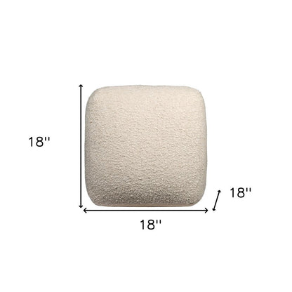 18" Ivory Polyester Cube Outdoor Pouf Ottoman