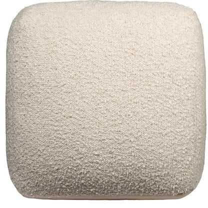 18" Ivory Polyester Cube Outdoor Pouf Ottoman