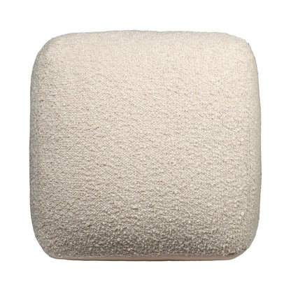 18" Ivory Polyester Cube Outdoor Pouf Ottoman